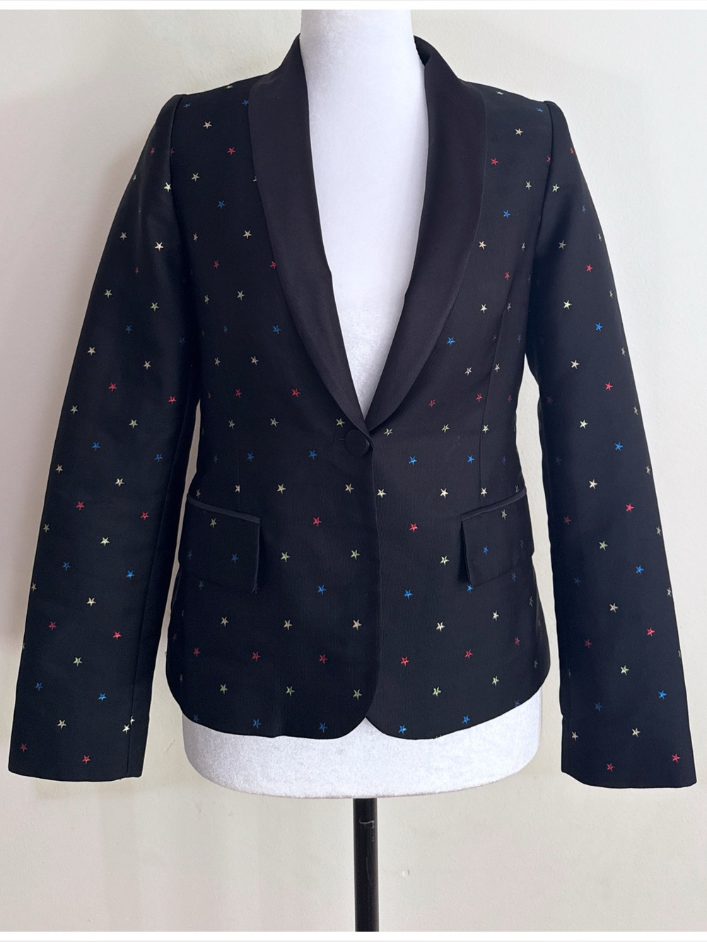 AUTHENTIC Gucci Big Kids Black Rainbow Star Embroidered Blazer Jacket Size 12Y